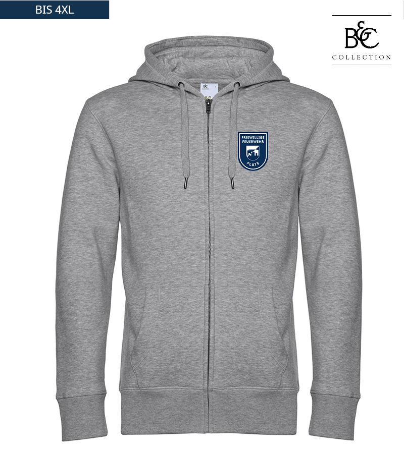 B&C Herren Zipped Hoodie Heather Grey "Anton"