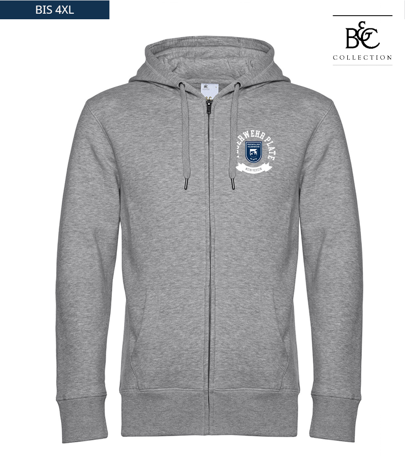 B&C Herren Zipped Hoodie Heather Grey "Bono"