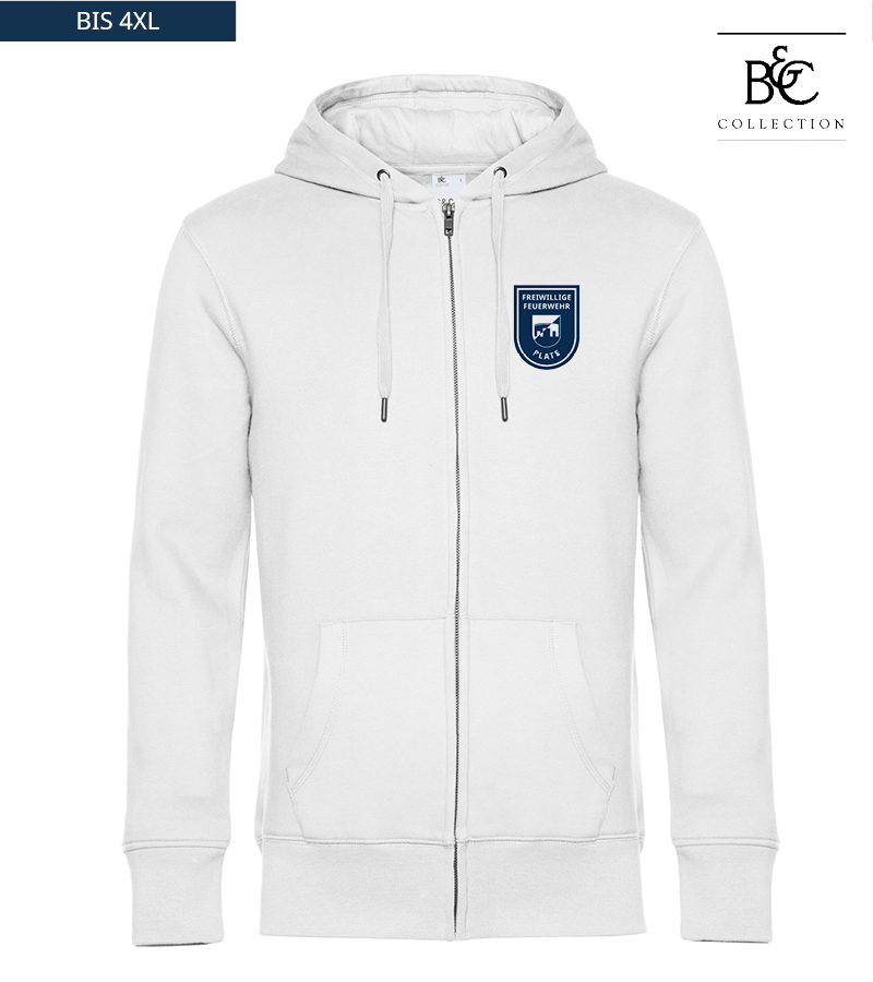 B&C Herren Zipped Hoodie White "Anton"