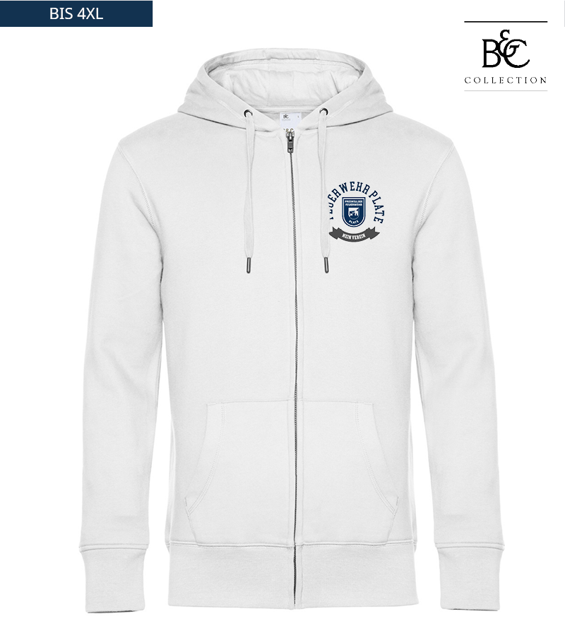 B&C Herren Zipped Hoodie White "Bono"