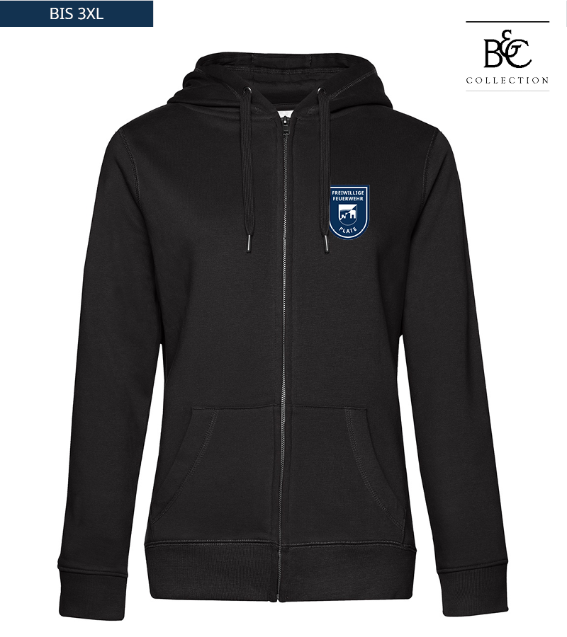 B&C Damen Zipped Hoodie Black Pure "Anton"