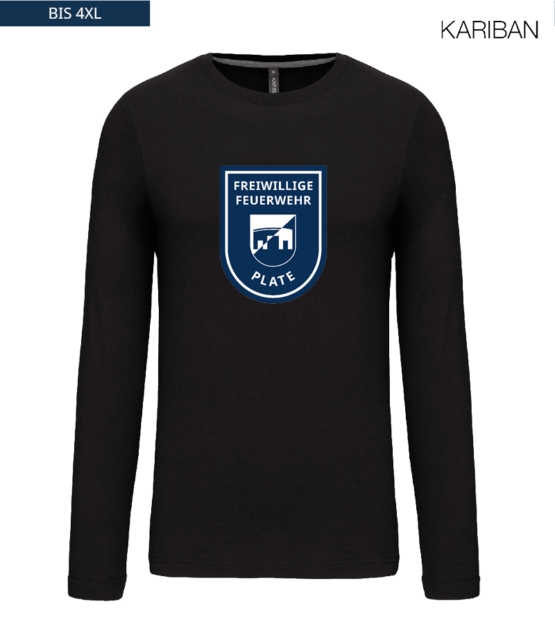 Kariban Herren Langarmshirt Black "Anton Frontprint"