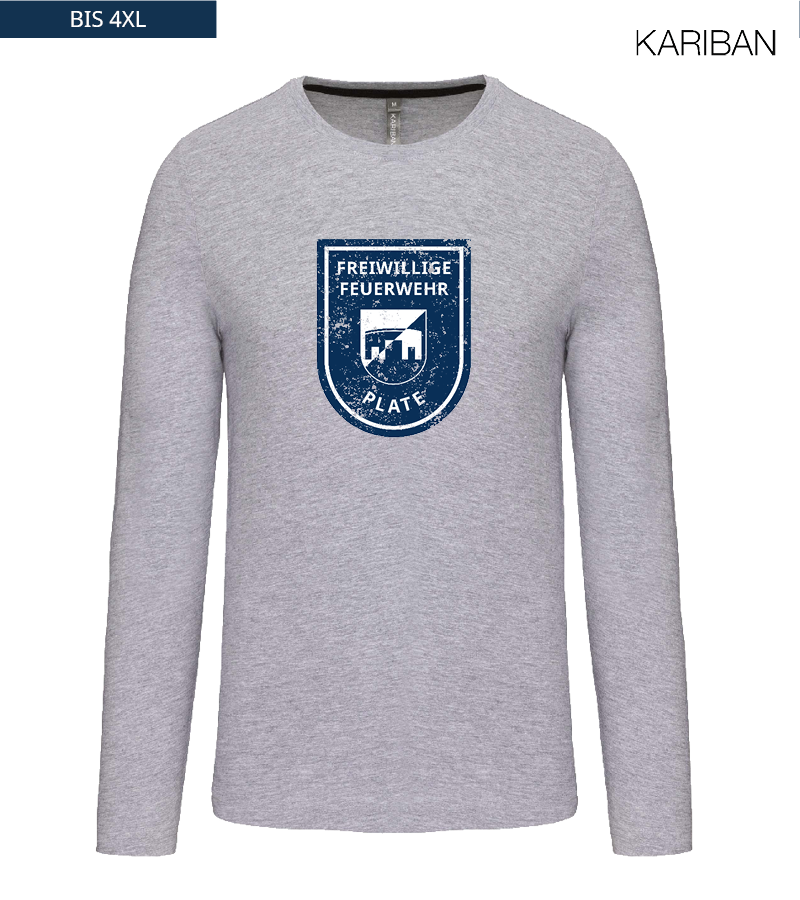 Kariban Herren Langarmshirt Oxford Grey "Uwe Frontprint"