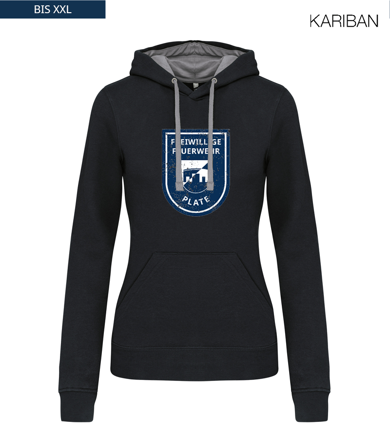Kariban Damen Hoodie Black Fine Grey "Uwe Frontprint"