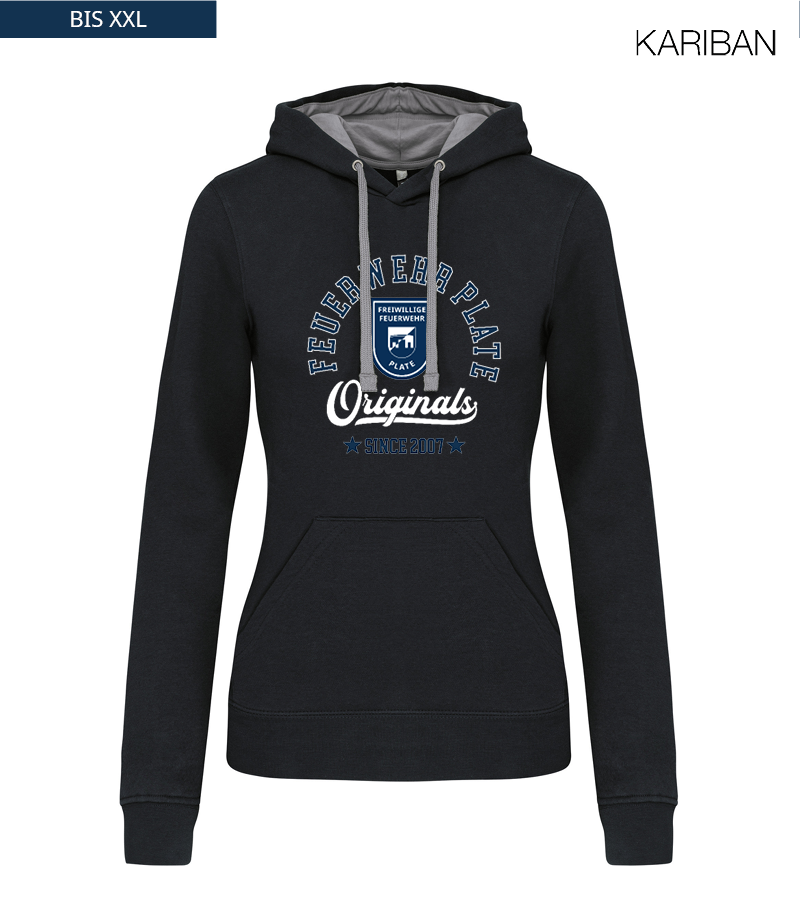 Kariban Damen Hoodie Black Fine Grey "Jacob"