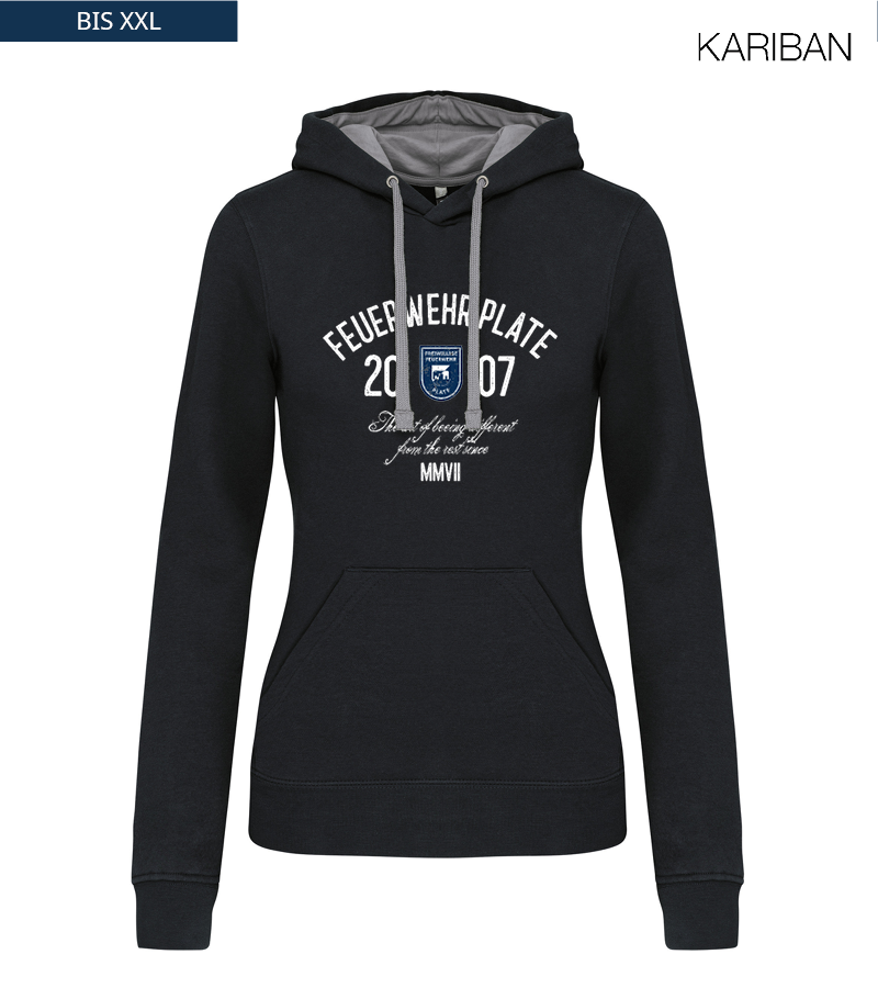 Kariban Damen Hoodie Black Fine Grey "Isack"