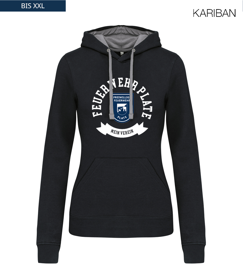 Kariban Damen Hoodie Black Fine Grey "Bono"