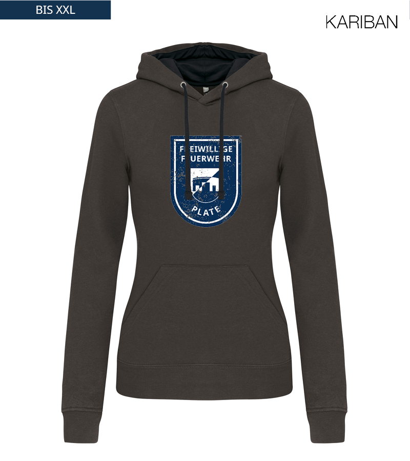 Kariban Damen Hoodie Dark Grey Black "Uwe Frontprint"