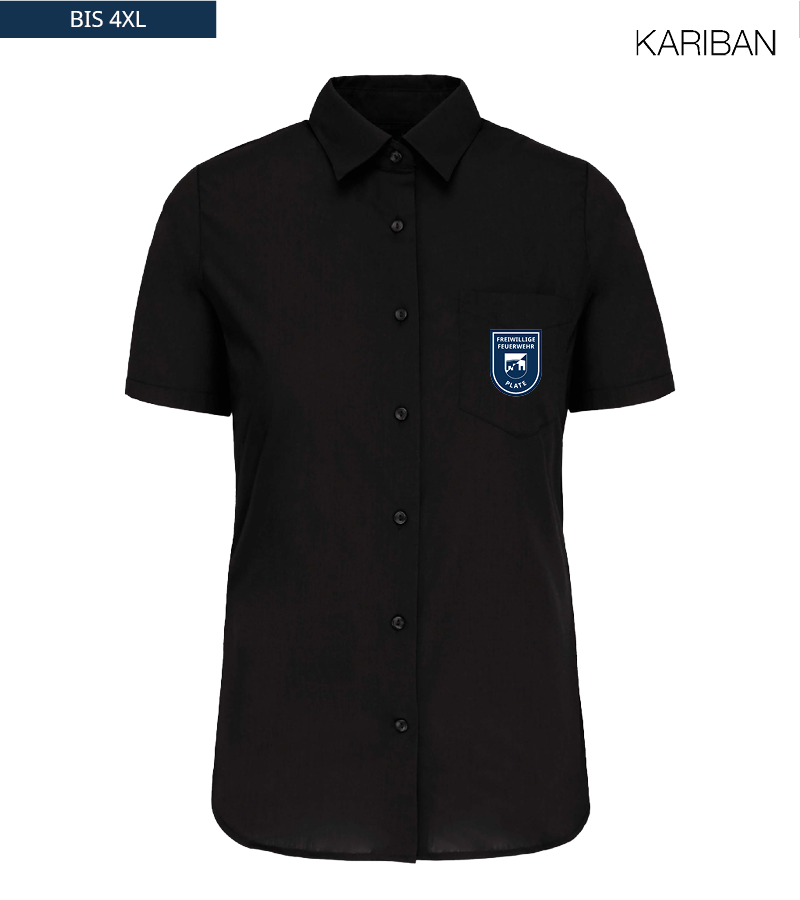 Kariban Damen Kurzarmbluse Black "Anton"