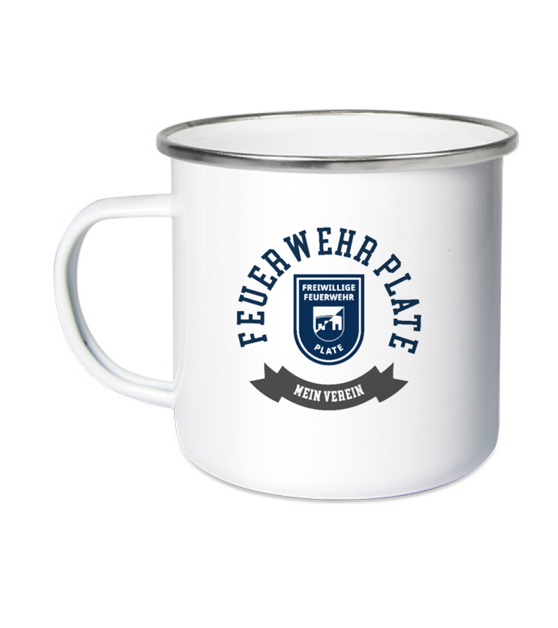 Emailletasse White Silver "Bono" B